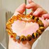 Pulsera de Plata 925 Vítrea de alta calidad Citrino Natural de 10 mm Ojo de Gato Ojo de Tigre