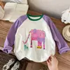 Artículo popular para el regreso a clases: Camiseta de manga larga con estampado de dibujos animados para niños de 2 a 16 años, estilo primavera y otoño, construcción de algodón sin costuras