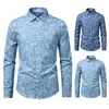 Comercio Electrónico Transfronterizo 2026 Nueva Amazon Camisa de Mezclilla de Manga Larga con Estampado Paisley Vintage para Hombre AliExpress