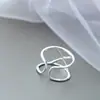 Nafuge Joyería de Plata al por Mayor Dedo Índice Anillo Ancho Abierto de Plata de Ley 925 Anillo de Plata de Ley de Moda para Mujer