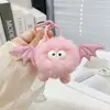 Nuevo colgante de peluche de diablito bola de carbón imitación de pelo de conejo rex para llavero de coche, colgante para mochila escolar, venta al por mayor