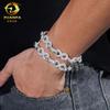 Nova Pulseira Europeia e Americana de Hip Hop 13mm Prata S925 Conjunto Completo Moissanita Corrente de 8 Caracteres HIPHOP Europeu e Americano Personalizado