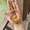 Enfeite de Carro Pingente de Cinco Vias do Deus da Riqueza Lingyin, Pingente de Carro Saco da Sorte de Cristal Multicolorido, Decoração de Vidro com Folha de Ouro para Atrair Paz e Fortuna