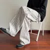 Calça de Veludo Cotelê Xadrez para Homens, Calça Plissada Reta Solta para Outono, Calça Casual de Perna Larga Estilo Americano Tendência para Adolescentes
