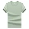 Camiseta de manga corta para hombre de peso pesado tratada con amoníaco líquido, suave, resistente a las arrugas, no transparente, color liso, cuello redondo, corte holgado, camiseta para hombre versátil y cómoda