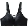 Sutiã feminino de novo estilo, plus size, fino, sem aro, com bojo push-up, sustentação lateral, anti-exposição, cobertura total, com um lindo design nas costas