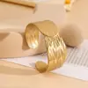 Pulsera Hidráulica Abierta de Acero Inoxidable Más Vendida Transfronteriza, Brazalete de Moda Europeo y Americano Chapado en Oro Real de 18K, Pulsera de Acero de Titanio