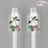 Funda protectora de patrón de cereza con gradiente transparente 2D, anti-rotura, protector de cable de datos de teléfono Tipo-C, flotante