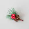 Fruta Roja Navideña Baya Hoja de Pino Hoja Caída Fruto de Cedro Hoja Artificial Tenedor Rama Accesorios DIY Decoraciones Navideñas