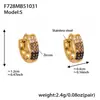 Brincos Esféricos em U de Três Fileiras de Diamante de Zircônia Cúbica de Alta Qualidade Xinyixin Banhados a Ouro 18K Real Acessível Luxo Versátil Brincos de Aço Inoxidável