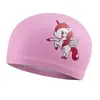 Gorro de Natación Infantil al por Mayor de PU con Protección para Orejas Impermeable No Elástico Dibujos Animados para Niños y Niñas Gorro para Cabello Largo