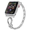 Adecuado para Correa Metálica Apple con Diamantes, Correa de Reloj de Moda para Apple Watch, Correa de Reloj Metálica en Forma de Ocho con Diamantes, Correa de Acero