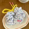 Elástico de Cabelo Scrunchie Verão Fresco Azul e Branco de Bolinhas Doce Menina Rabo de Cavalo Laço de Cabelo Renda Corda de Cabelo Acessório de Cabelo Elástico