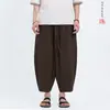 Pantalones de Linterna Sueltos Algodón Lino Retro Color Sólido Estilo Chino Pantalones Casuales Talla Grande Pantalones Cortos Pantalones de Hombre 2026 Verano Nuevo Estilo