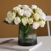 Buquê de 12 Rosas Artificiais para Adereços de Fotografia de Casamento e Decoração de Sala de Estar