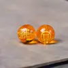 Accesorios Atractores de Fortuna Grabados con Estampado Dorado Cuentas Sueltas Accesorios para Juegos Culturales Citrino Sintético Cuentas Sueltas Grabadas Cuentas Redondas