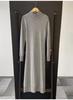 Ropa de Mujer de Estilo Francés para Otoño e Invierno, Vestido de Suéter Tejido de Lujo Ligero Retro Ajustado Largo Sobre la Rodilla con Cuello Medio Alto para Mujer