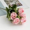 Buquê de rosas simulação 7 cabeças rosas de casamento flores de segurar flores decorativas de estrada flores artificiais arranjo de flores para casa enfeites flores de seda atacado