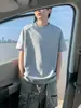 Camiseta básica de manga corta para hombre de marca moderna, peso pesado, estilo de cuello redondo deconstruido, Mamba gruesa de verano estilo americano de media manga para adolescentes