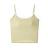 Camisola de Algodón Acanalado de Principios de Primavera, Falsa Dos Piezas, Espalda Descubierta con Encaje, Copas Fijas, Corte Ajustado, Efecto Push-Up, Se Puede Usar como Ropa Exterior o Interior