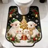 Tapete de Chão de Cordeiro de Natal Desenho Animado Tapete Absorvente de Água para Banheiro de Lama Diatomácea Tapete de Pé em Forma de U para Vaso Sanitário Resistente ao Desgaste Tapete Decorativo