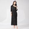Vestido Miyake con borlas Falda de alta gama Verano Nuevo Estilo Acordonado Adelgazante Estilo Vacacional Elegante Falda Larga
