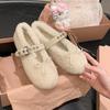 Sapatos Femininos Grape Mom 2026 Outono/Inverno Novo Estilo Quentes com Forro de Lã Sapatos Mary Jane de Pelo para Mulheres Sapatos de Algodão para Exterior Sapatos de Inverno
