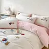 2026 Nuevo Modelo Clase A Grado Materno e Infantil Juego de Cuatro Piezas de Algodón Lavado con Bordado de Toalla, Juego de Ropa de Cama de Cuatro Piezas de Algodón Puro Disponible para la Venta