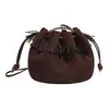 Bolso tipo cubo moderno con cordón para mujer, nueva colección otoño 2026, bolso de hombro de cuero suave estilo coreano, bolso cruzado de nicho y sofisticado