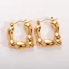 Pendientes de Acero Inoxidable Transfronterizos para Mujer, Clips para Orejas de Círculo Irregular Geométrico de Moda, Pendientes de Acero de Titanio Dorado al por Mayor