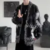 Cardigan Suéter Moderno Estilo Coreano para Homens Outono e Inverno 2025 Novo Gola Reversível Malha Estilo Hong Kong Ins Solto Jaqueta Moderna