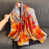 Nova Moda Estilo Primavera e Verão 2025 Lenço Longo de Seda Elegante Lenço Longo de Cetim Lijing para Mãe Leve Versátil para Viagem