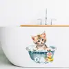 Br1263C Baño de Gatito Lindo Dibujo Animado Adhesivo de Pared Autoadhesivo Baño Inodoro WC Pegatina Decorativa Impermeable y a Prueba de Humedad