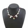 N13549 Collar con Colgante de Estrella de Mar de Concha de Perla Artificial Estilo Océano de Verano Cadena para Clavícula Estilo Vacaciones para Mujer Collar Hecho a Mano con Cuentas
