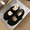 Zapatos de piel con velcro estilo coreano para mujer, ropa de abrigo de invierno, zapatos nuevos con forro polar, zapatos cálidos de algodón, zapatos planos Mary Jane
