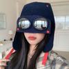 Gorro Lei Feng de Pana con Combinación de Colores de Invierno Set con Gafas a Prueba de Viento Desmontables Gorro de Piloto Cálido para Exteriores Protección para los Oídos