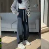 Pantalones de Chándal Azules Marino para Mujer para Otoño e Invierno, Corte Holgado, Estilo Jogger, Cortavientos, Cintura Alta, Vellón de Cordero, Pantalones Harem Petite, Forrados de Vellón