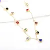 Diseño Minimalista Moderno y Único Popular Collar de Cristal Joyería Estilo Europeo y Americano Diamante Colorido Retro Estilo Hong Kong Acero de Titanio