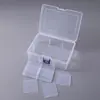Caixa vazia grande com 6 compartimentos, caixa de armazenamento de plástico transparente para componentes de mesa, caixa de acessórios de ferragens com tampa articulada, caixa de armazenamento compartimentada