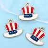 Sombrero Americano del Día de la Independencia Transfronterizo Colgante Individual Accesorios para Joyería DIY Material Aleación con Goteo de Aceite Collar Pulsera Venta al por Mayor