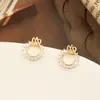 Novos Brincos de Cisne Shijia Banhados a Ouro Real com Pino de Prata s925 Brincos Dongdaemun Coréia do Sul Brincos Redondos de Zircônia para Mulheres