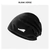 Gorro Holgado Negro de Alta Gama Estilo Coreano para Mujer Sombrero Frío Otoño/Invierno Cubre Cabeza Gorro Postparto Para Cabeza Grande Hace que la Cara se Vea Más Pequeña Gorro de Punto