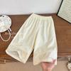 Conjunto de dos piezas para niña de verano, nuevo y elegante, top tipo camisa de muñeca sin mangas y pantalones casuales de pierna ancha a la moda.