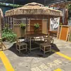 Mesas y sillas de aluminio y bambú para exteriores, bambú simulado, adecuadas para barbacoas en el patio, camping, mesas de aluminio y bambú al aire libre, mercados, granjas y sombrillas de paja.