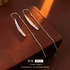 Brincos de Franja com Corrente de Zircônia Agulha de Prata Estilo Nicho Brincos de Alta Qualidade Moda Versátil Brincos Minimalistas Atacado