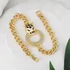 Distrito Lu Suministro Transfronterizo Pulsera de Cabeza de Leopardo Chapada en Oro Pulsera de Cadena de Reloj de Joyería con Sentido de Diseño de Moda Europeo y Americano