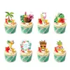 Conjunto de Toppers para Bolo Festa Havaiana, Mesa de Sobremesa de Aniversário com Tema Luau Tropical, Decorações de Mesa em Favo de Mel