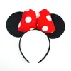 Faixa de Cabeça Mickey de Alta Qualidade, Faixa de Cabelo da Minnie, Faixa de Cabeça de Algodão Vermelho com Bolinhas, Faixa de Cabelo com Laço de Amor 3D, Presilha de Cabelo