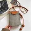 Nova Bolsa de Celular Shuai Mi, Bolsa Fashionável e Moderna Estilo Coreano para Mulheres, Bolsa de Palha Tecida de Nicho para Comutadores, Ombro Transversal