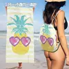 Toalha de Praia Pronta Bolsa Tudo-em-Um Toalha de Praia Dobrável Mochila de Armazenamento Portátil Toalha de Banho Estampada de Microfibra